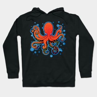 Painted Octopus, Orange Hoodie